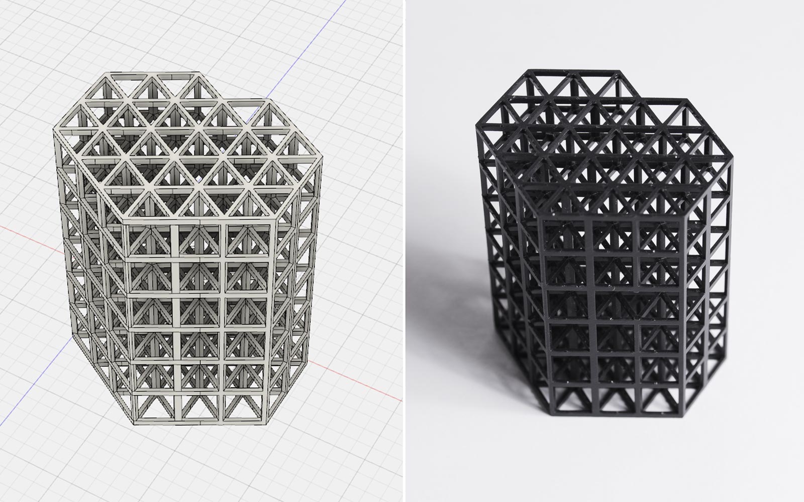 initial CAD design to 3D printed part initial CAD design to 3D printed part